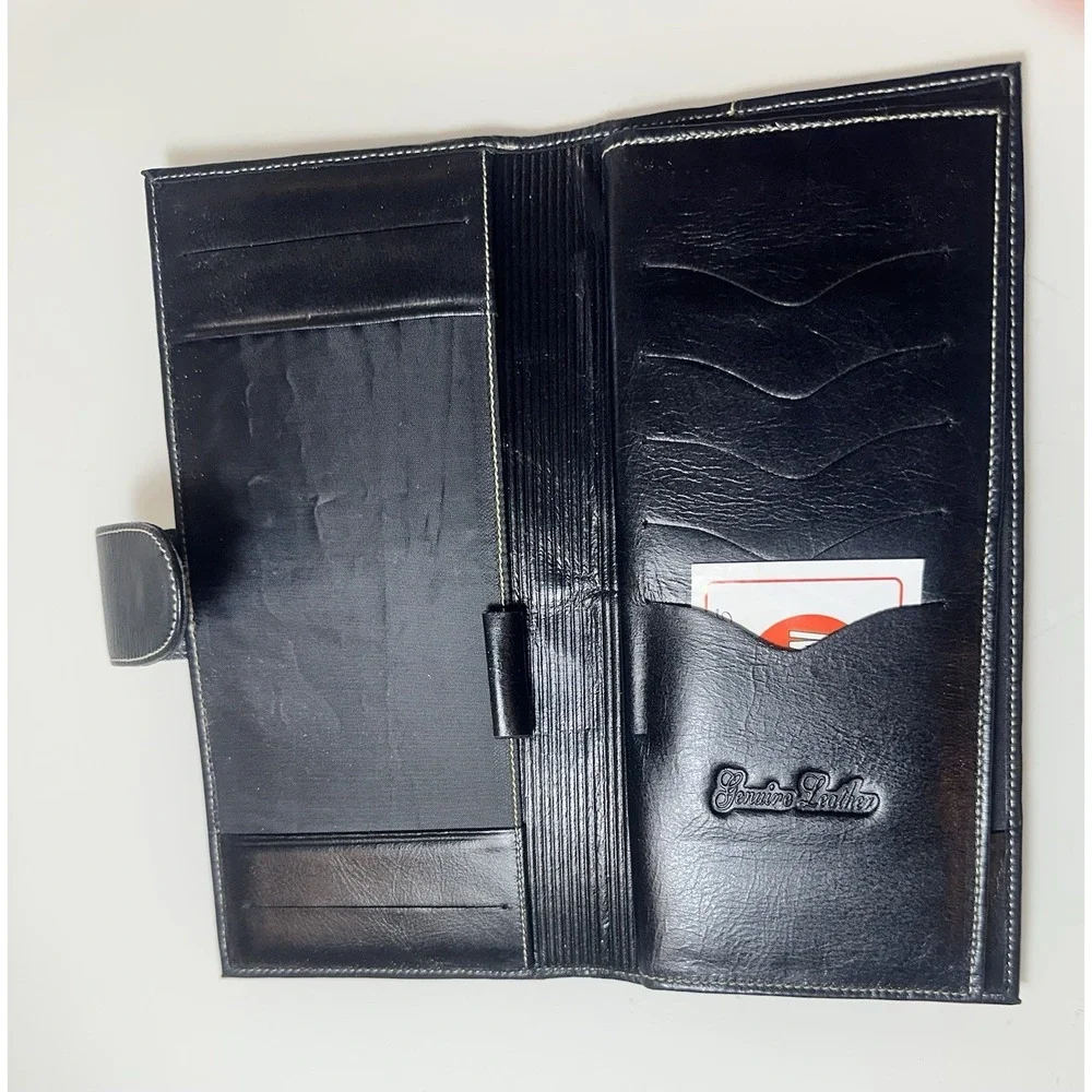NEW Black Vintage Genuine Leather Wallet/organiser  Size-9x4x0.5 in